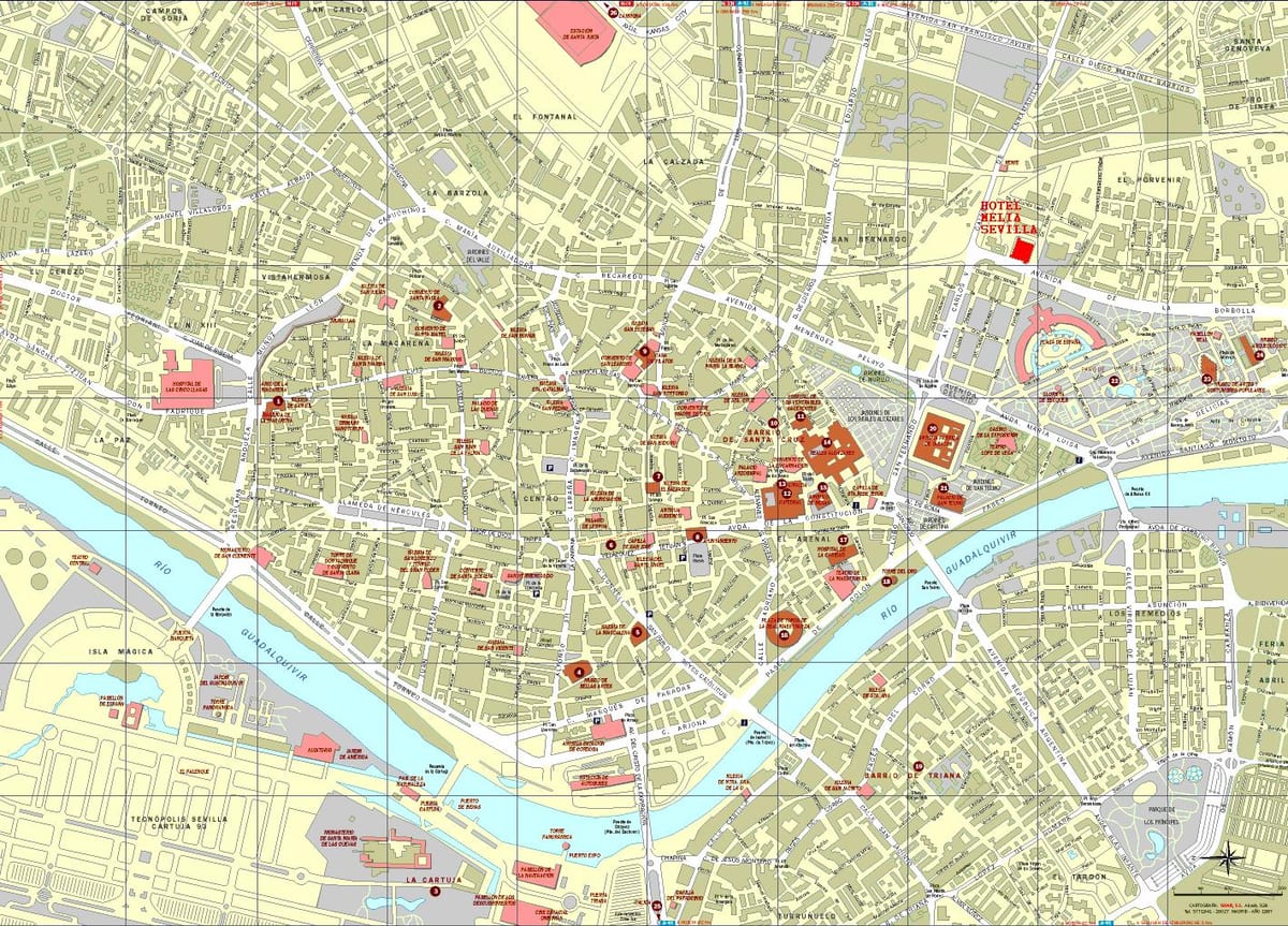 carte de Séville et ses environs