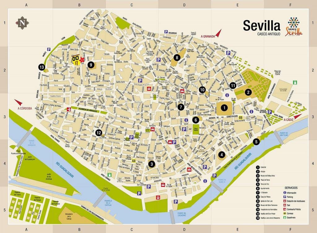 Sevilla sur la carte