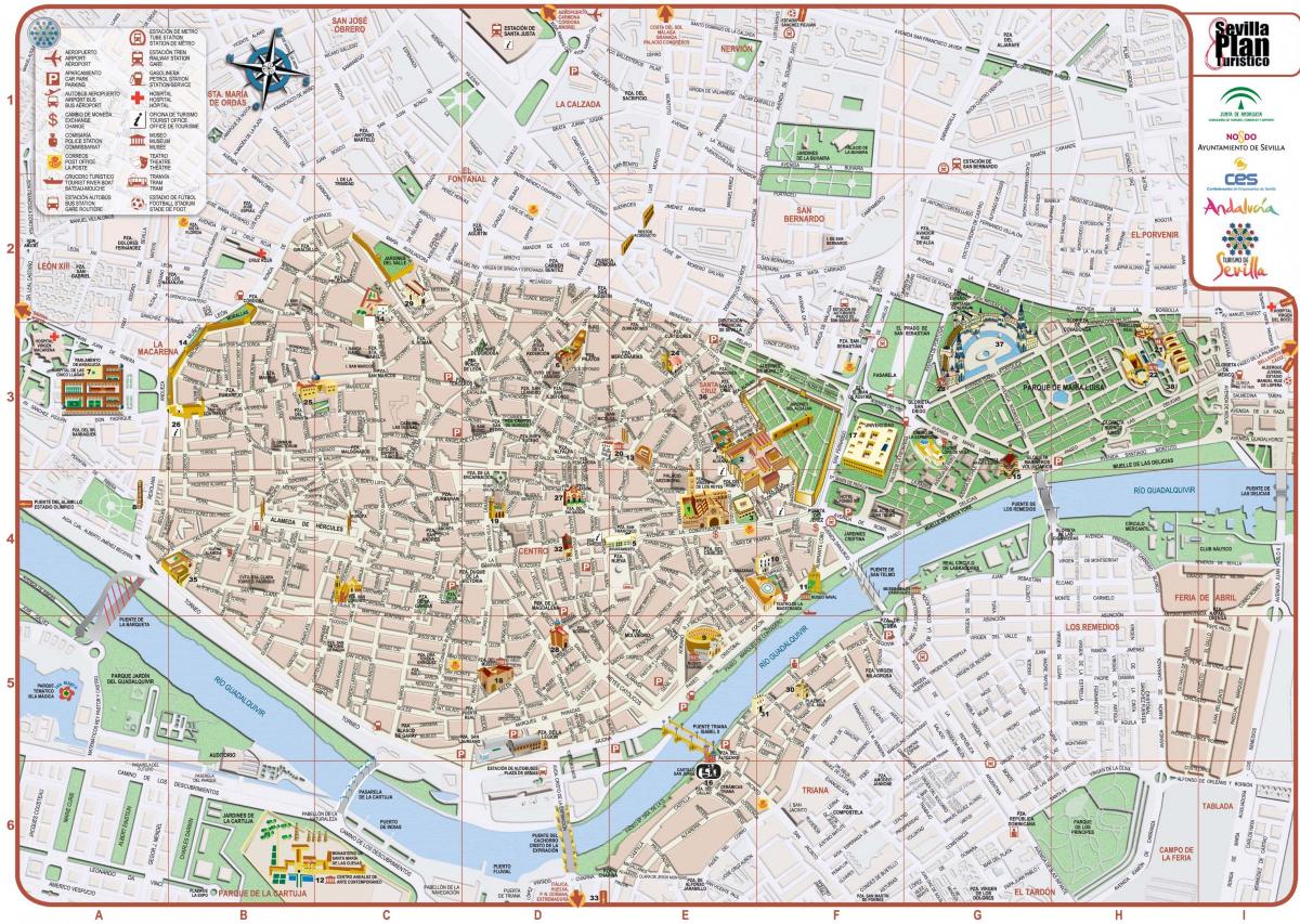 carte du centre-ville de Séville 