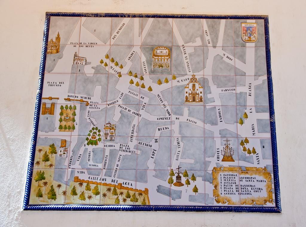 carte du quartier juif de Séville
