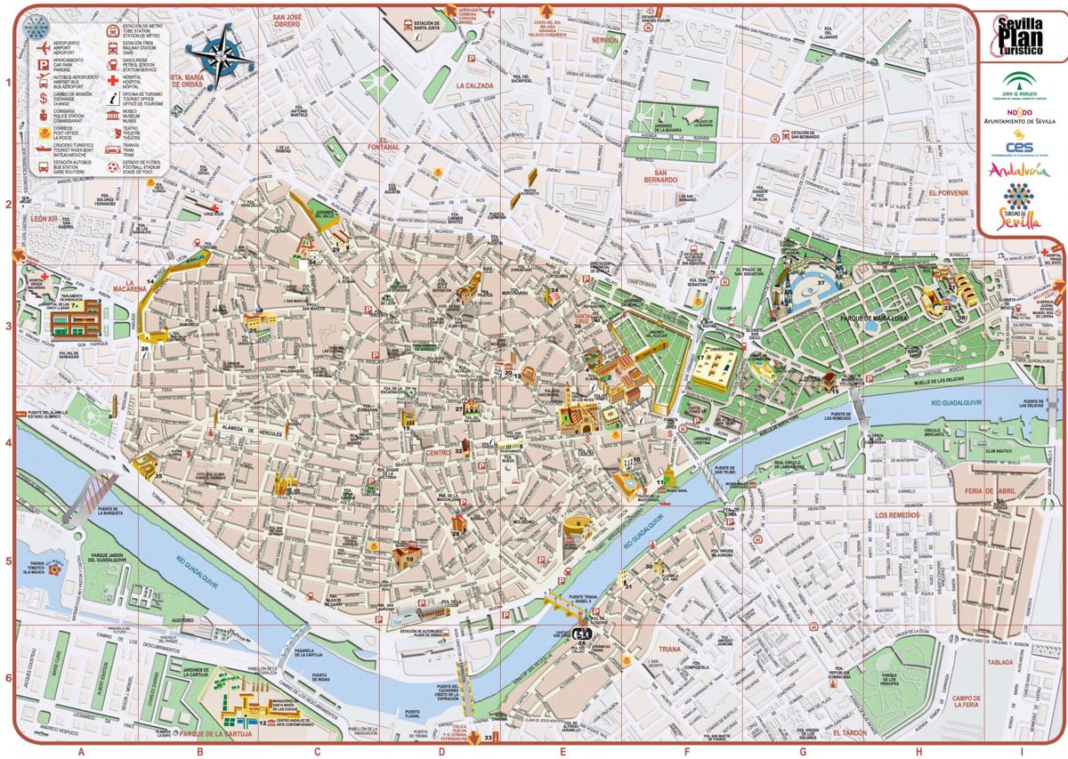 plan de la ville de Séville en espagne