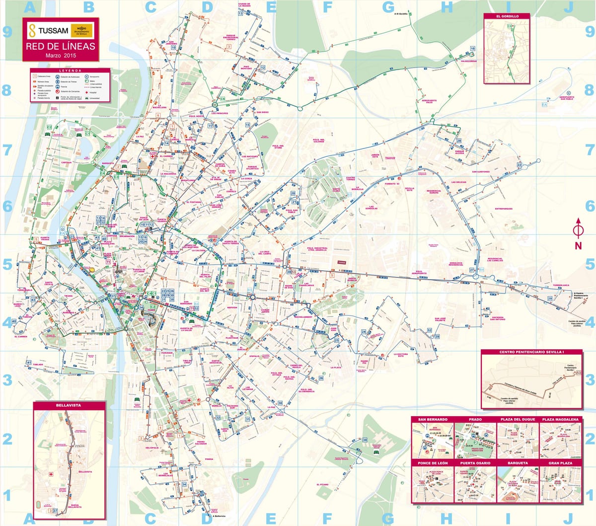 Séville plan des transports publics
