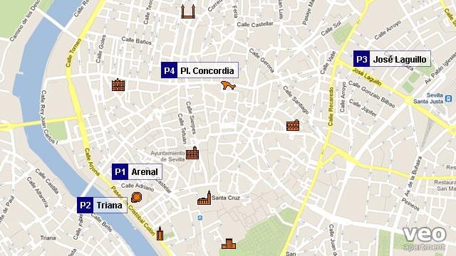 carte de Séville parking