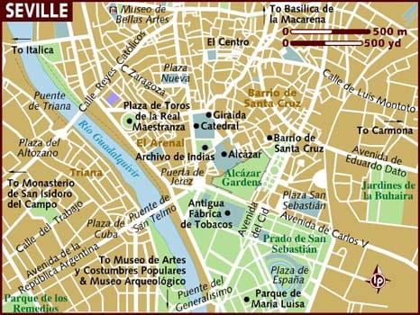 carte des quartiers de Séville