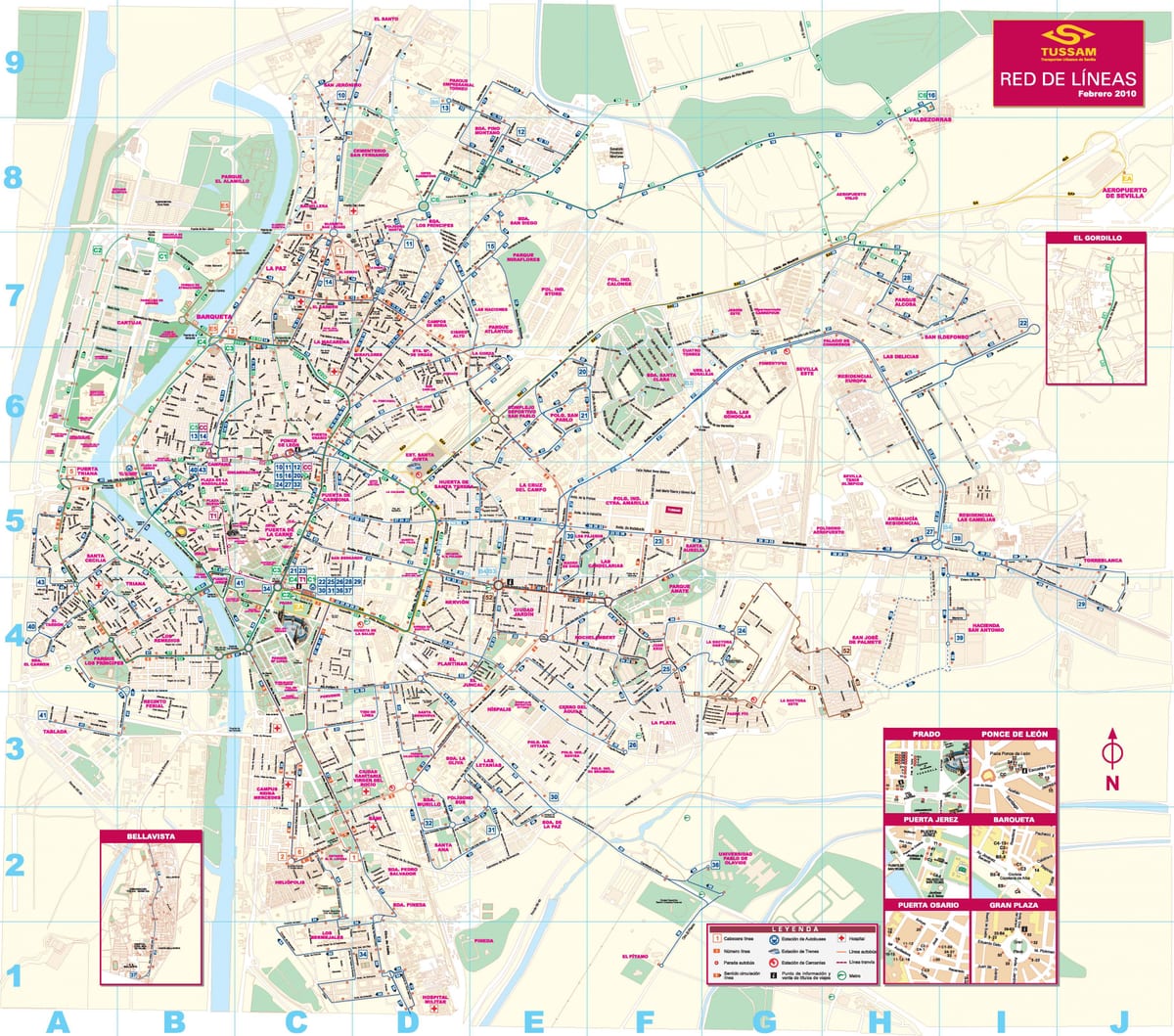 carte de Séville station de bus
