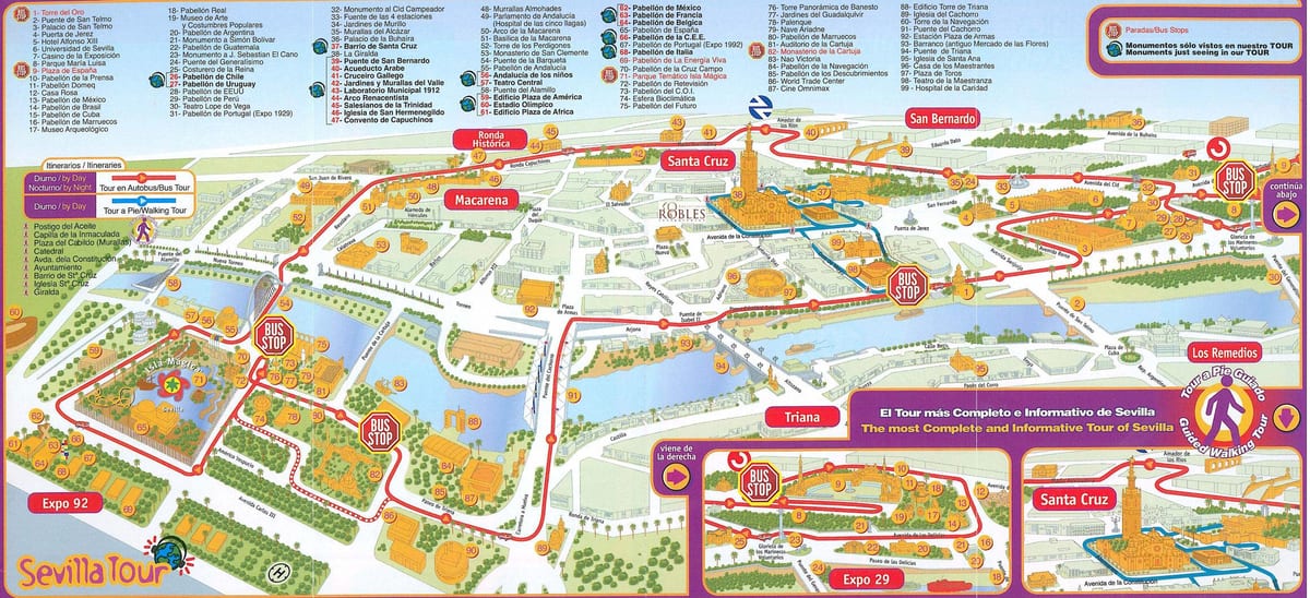 touristique de plan de rue de Séville