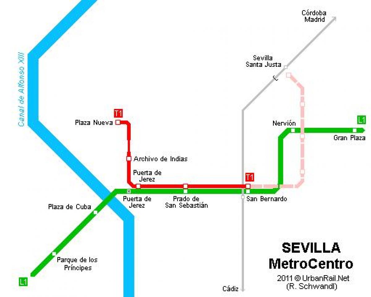 carte de Séville tram