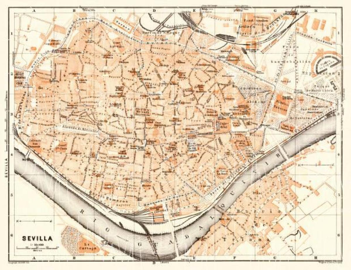 carte de la vieille ville de Séville en espagne