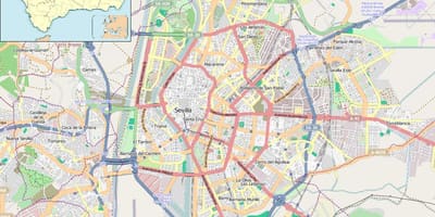 Carte de Séville en espagne quartiers