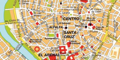 Carte de Séville en espagne centre-ville