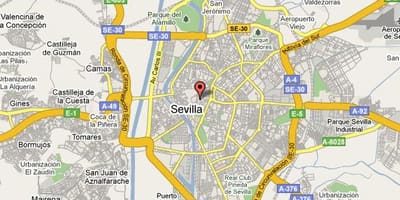 Barrio de santa cruz de Séville carte