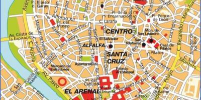 Seville (espagne) carte des attractions touristiques
