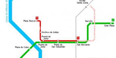 Carte de Séville tram